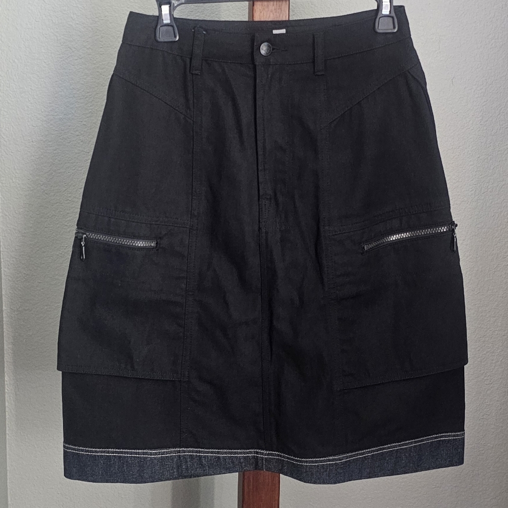 Marithe Francois Girbaud Black Denim Cargo Skirt Size 6